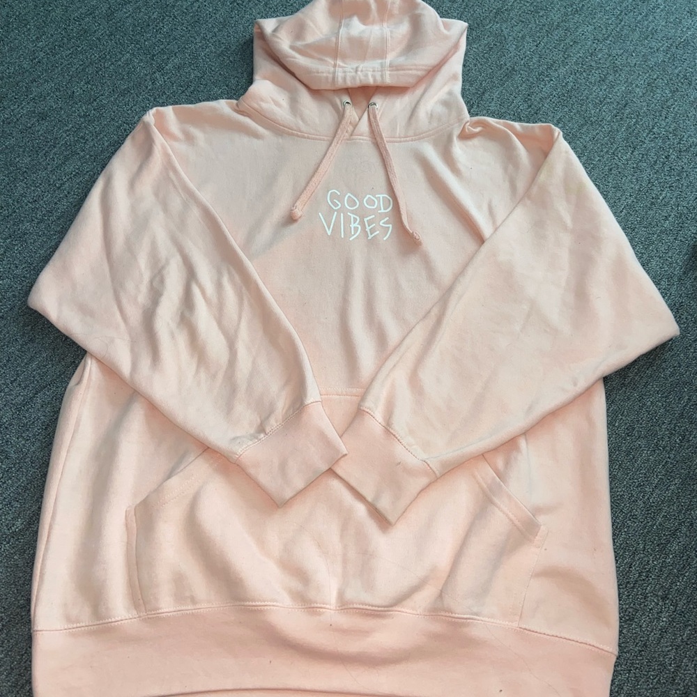 pretty salmon/baby pink Good Vibes hoodie